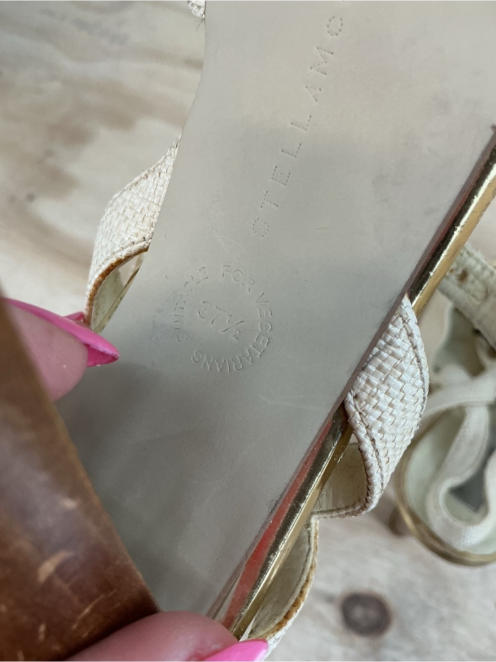 Stella McCartney Beige Platform Peep-Toe Heels with Gold Charm Detail Size 37.5 - Picture 5 of 8